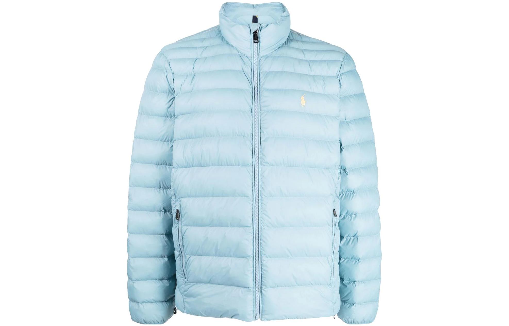 Ralph Lauren FW22 Solid Logo Embroidery High-Neck Jacket Sky Blue 710810897-023