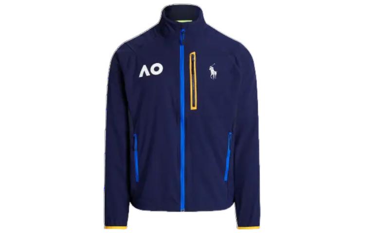 Ralph Lauren FW22 Solid Logo Long Sleeve Zip Jacket Navy Blue MNPOOTW16021012-410