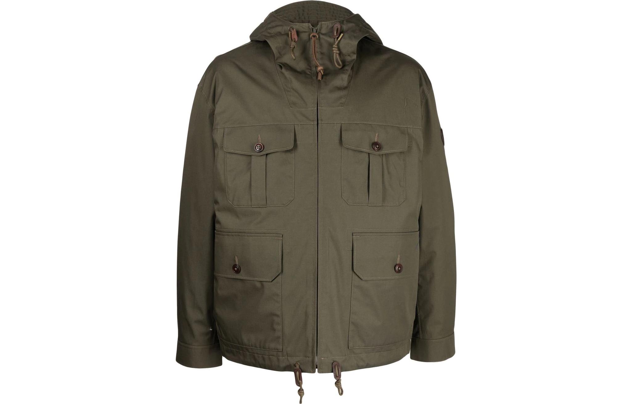 Ralph Lauren FW22 Solid Logo Patches Drawstring Hooded 3-in-1 Jacket Olive Mens 710876140-001