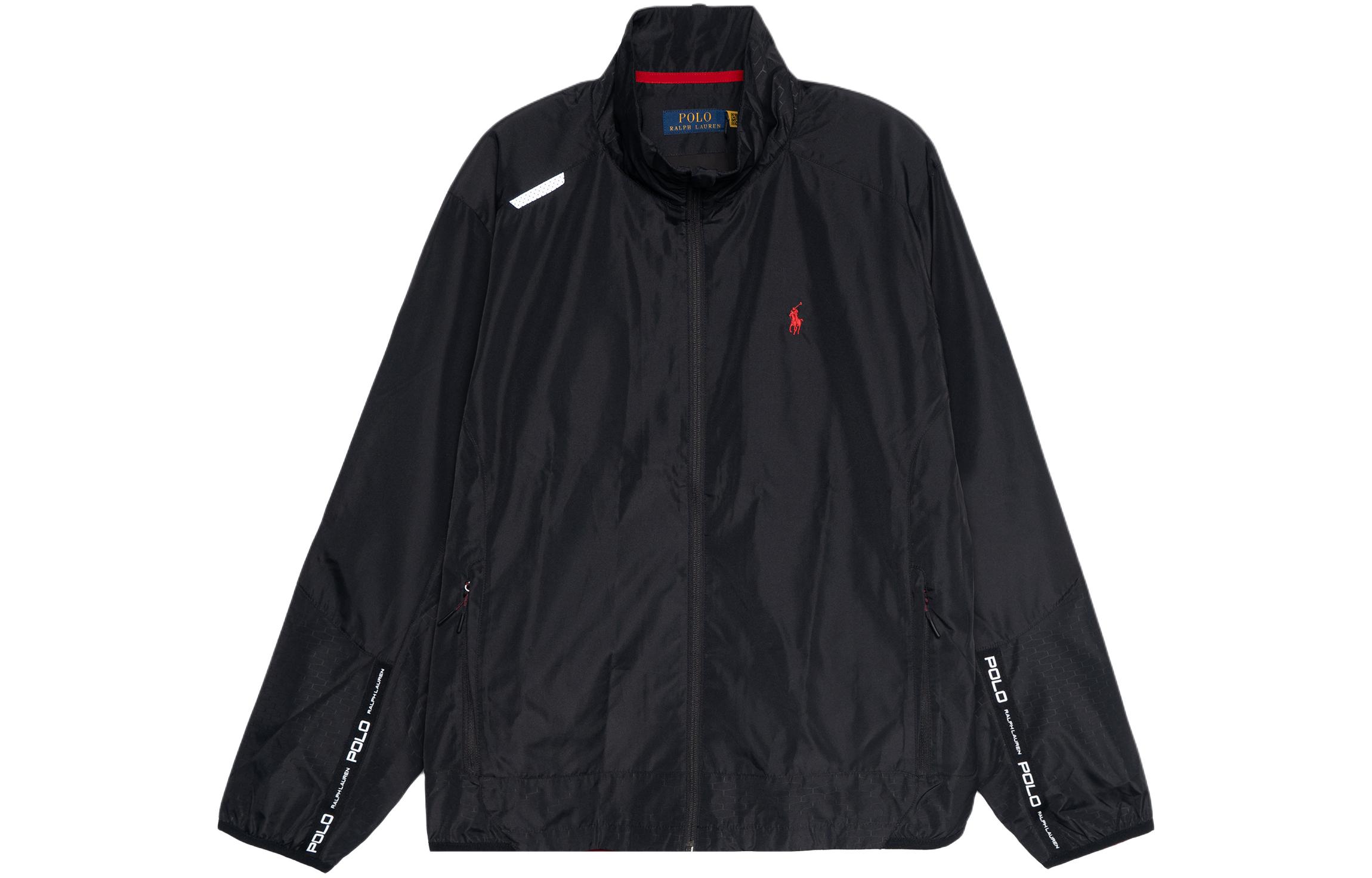 Ralph Lauren FW22 Solid Logo Print Stand Collar Jacket Black 7108433320-011