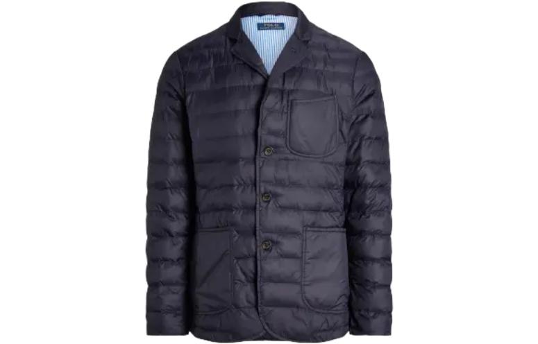 Ralph Lauren FW22 Solid Padded Pocket Collar Jacket Navy Blue Mens MNPOOTW17I20008-410