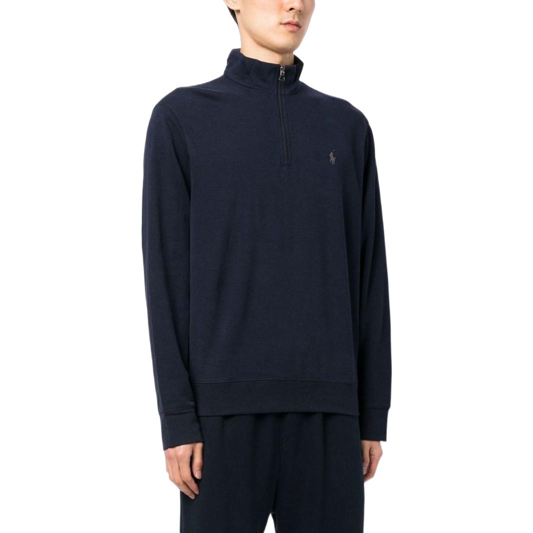 Purchase Ralph Lauren FW22 男款純色小馬刺繡半拉鍊長袖上衣 深藍色 710812963-003