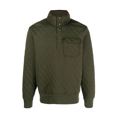 Ralph Lauren FW22 Solid Quilted Pullover Sweatshirt Green 710880322-002