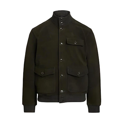 Ralph Lauren FW22 Solid Single-Breasted Stand Collar Biker Jacket Green MNPOOTW16020990-300