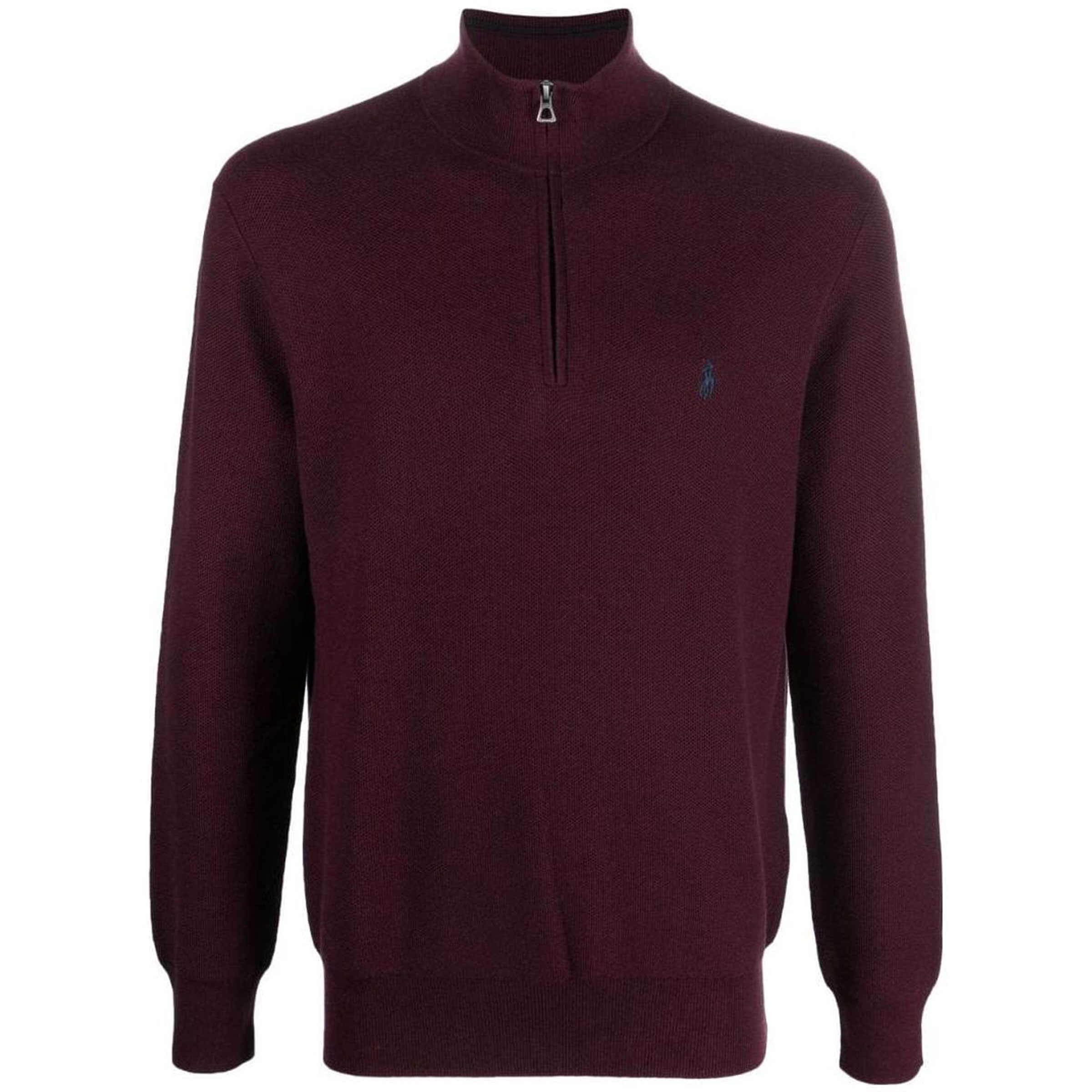 Ralph Lauren FW22 Solid Zip-High Collar Sweater Maroon 710888900-005