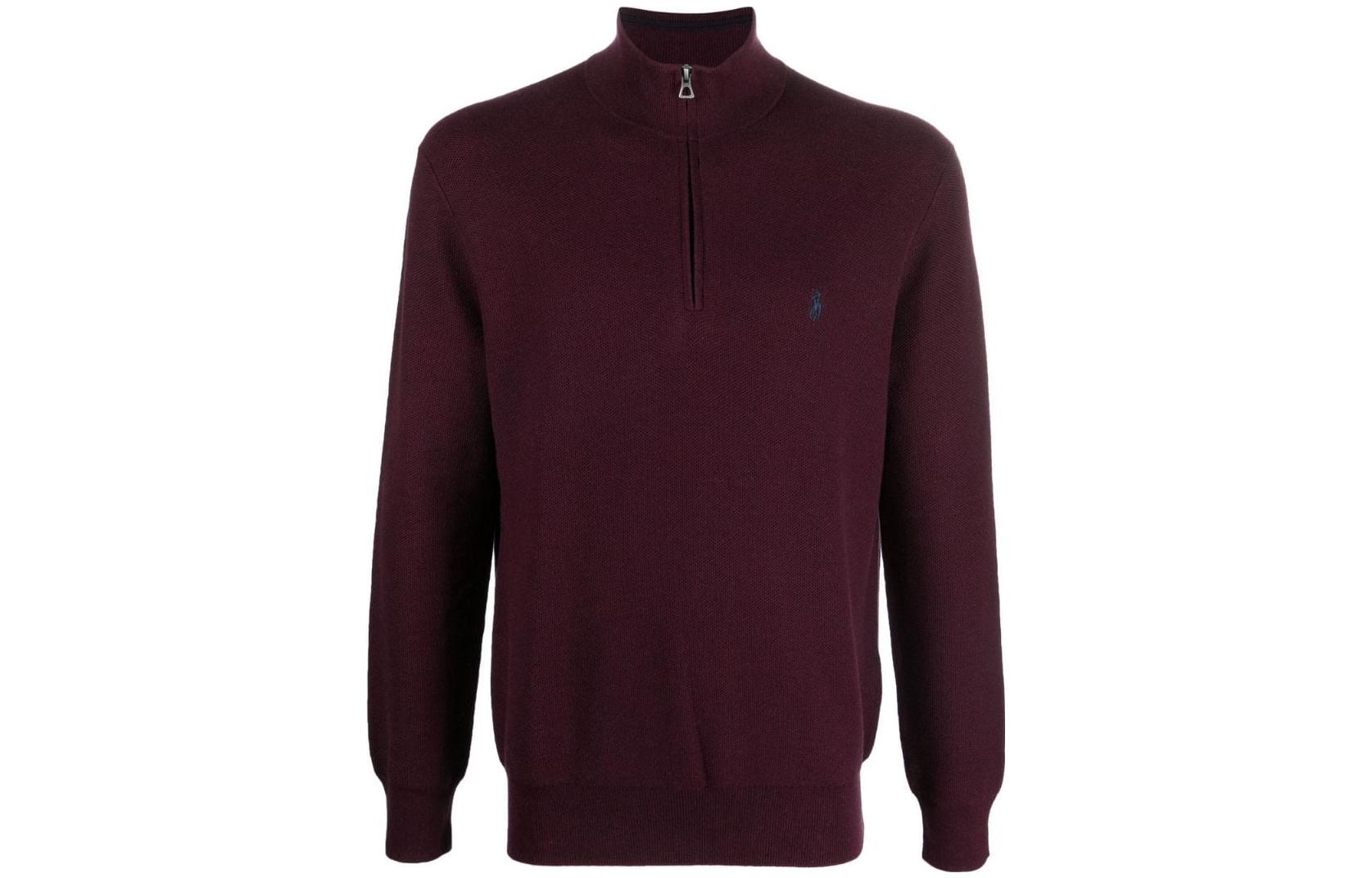 Order Ralph Lauren FW22 Baju Sejuk Zip Kolar Tinggi Maroon 710888900-005