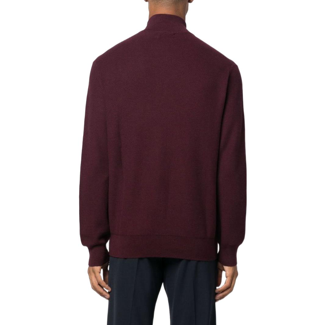 Shop Ralph Lauren FW22 Baju Sejuk Zip Kolar Tinggi Maroon 710888900-005