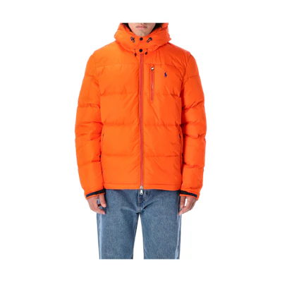 Ralph Lauren FW22 Solid Zip-Up Hooded Down Jacket Orange 710810936N012
