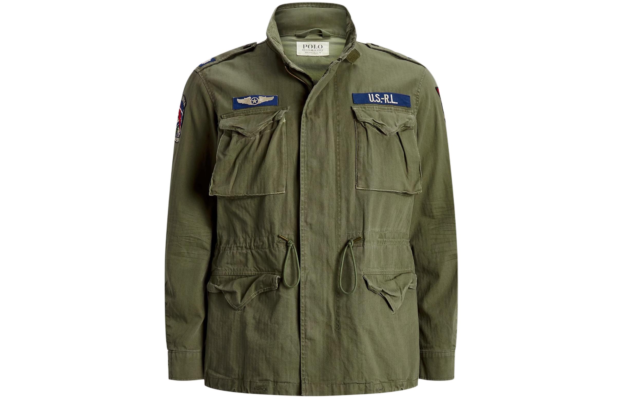 Ralph Lauren FW22 Solid Zip-Up Loose Fit High Collar Jacket Green 710833803-001-Green