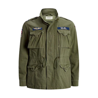 Ralph Lauren FW22 Solid Zip-Up Loose Fit High Collar Jacket Green 710833803-001-Green