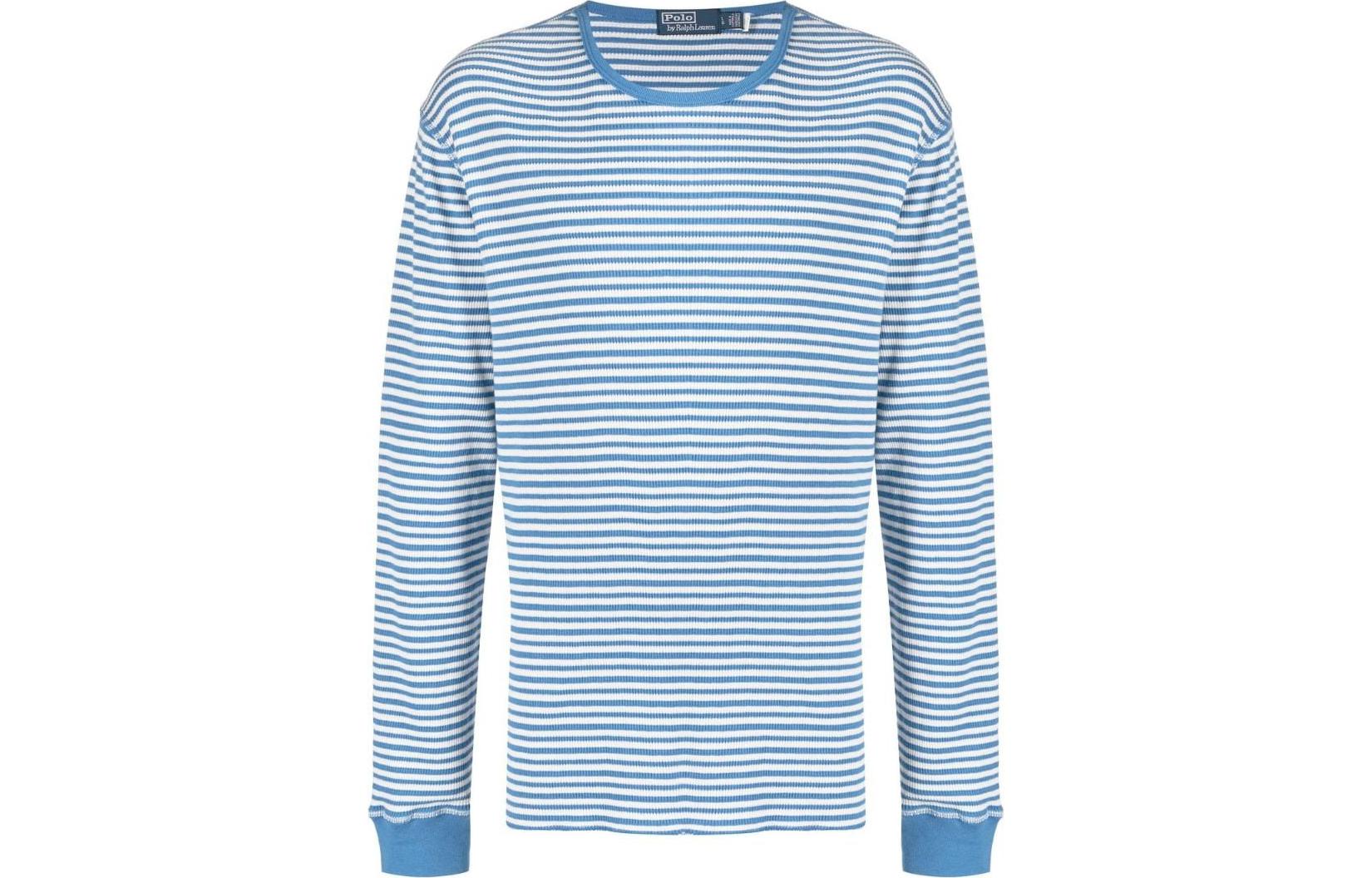 Ralph Lauren FW22 Striped Casual Long Sleeve Crewneck Sweatshirt Blue Men’s 710865442-003