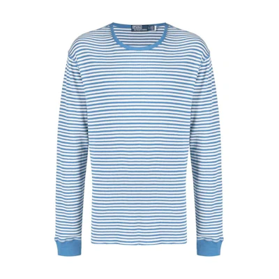 Ralph Lauren FW22 Striped Casual Long Sleeve Crewneck Sweatshirt Blue Men’s 710865442-003