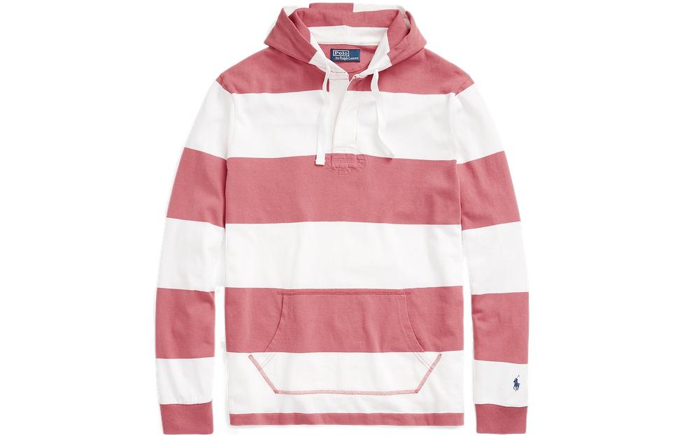 Ralph Lauren FW22 Striped Pullover Long-Sleeve Sweatshirt Pink/White MNPOKNI16822119-999