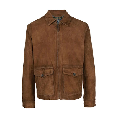 Ralph Lauren FW22 Suede Collared Long Sleeve Jacket Brown 710876603-001
