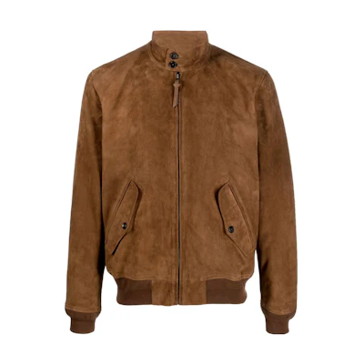 Ralph Lauren FW22 Suede Zip-Up Flight Jacket Brown Outerwear 710847049-006