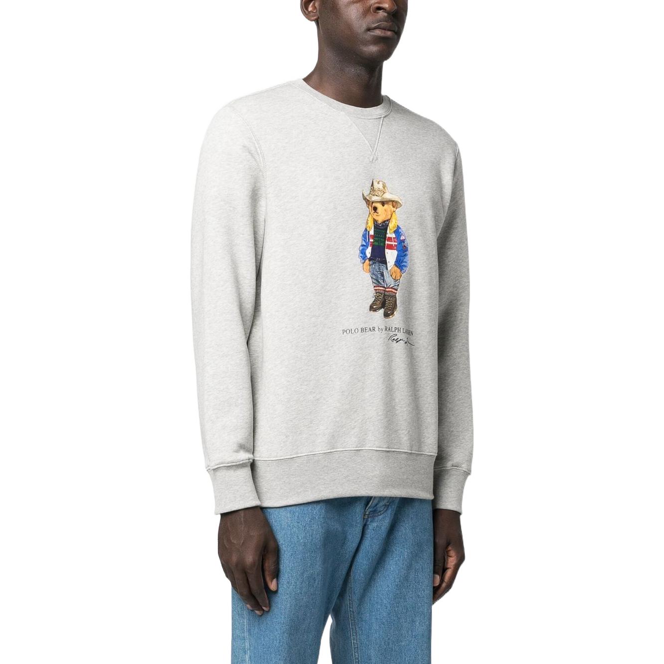 Ralph Lauren FW22 Teddy Bear Graphic Crewneck Sweatshirt Light Grey Mens 710853308-018 圖 5