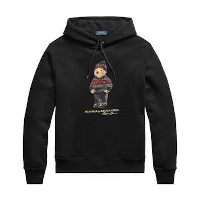 Ralph Lauren FW22 Teddy Bear Print Hoodie Black Pullover 710828374-001