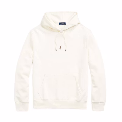 Ralph Lauren FW22 White Hoodie with Logo Embroidery and Drawstring MNPOKNI16822389-101