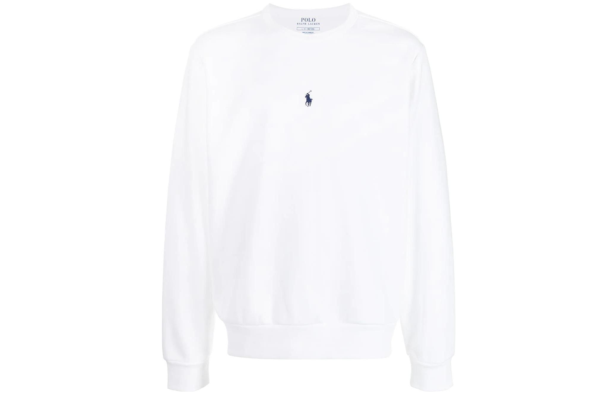 Ralph Lauren FW22 White Logo Embroidered Crewneck Sweatshirt White 710839048-006