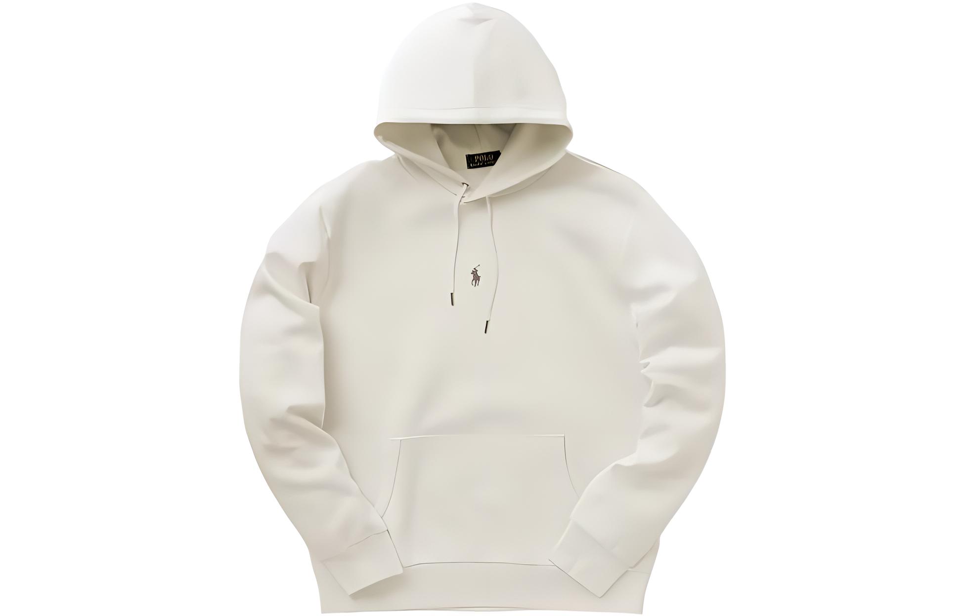 Ralph Lauren FW22 White Logo Embroidered Pullover Hoodie 710881506-001
