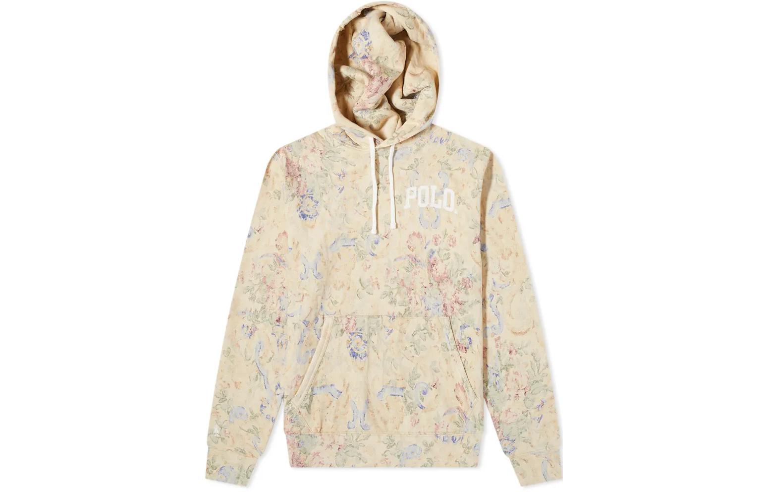Ralph Lauren FW22 EDN Floral Logo Embroidered Hoodie Yellow Mens Pullover 710870458-001