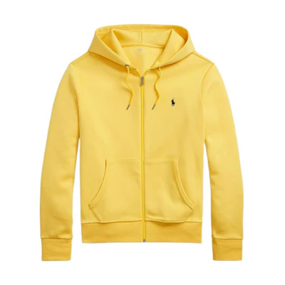 Ralph Lauren FW22 Yellow Solid Embroidered Hoodie Zip-Up Sweatshirt 710881517004
