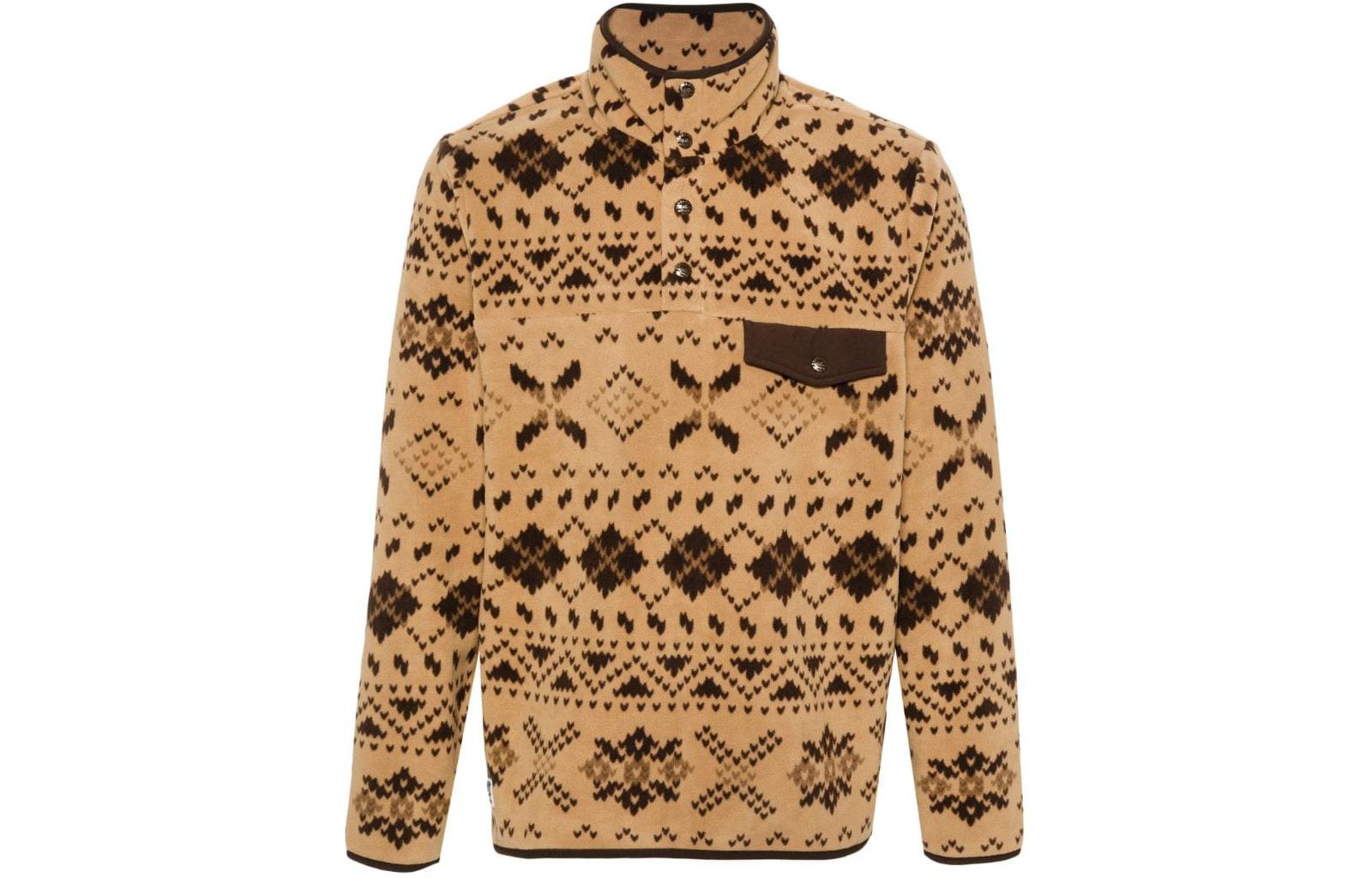 Ralph Lauren FW23 Abstract Pattern Print Polo Sweatshirt Chocolate Brown 710928313-001