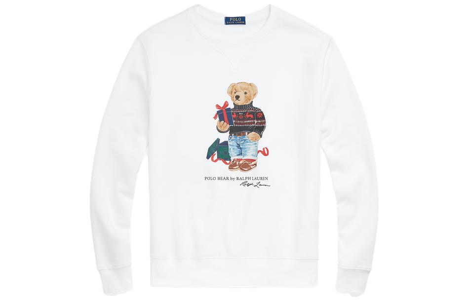 Ralph Lauren FW23 Bear Letter Graphic Crewneck Sweatshirt White MNPOKNI16823246-100