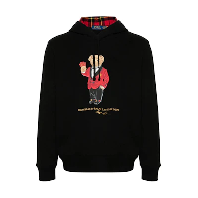 Ralph Lauren FW23 Black Bear Logo Loose Fit Hoodie 710926120-001