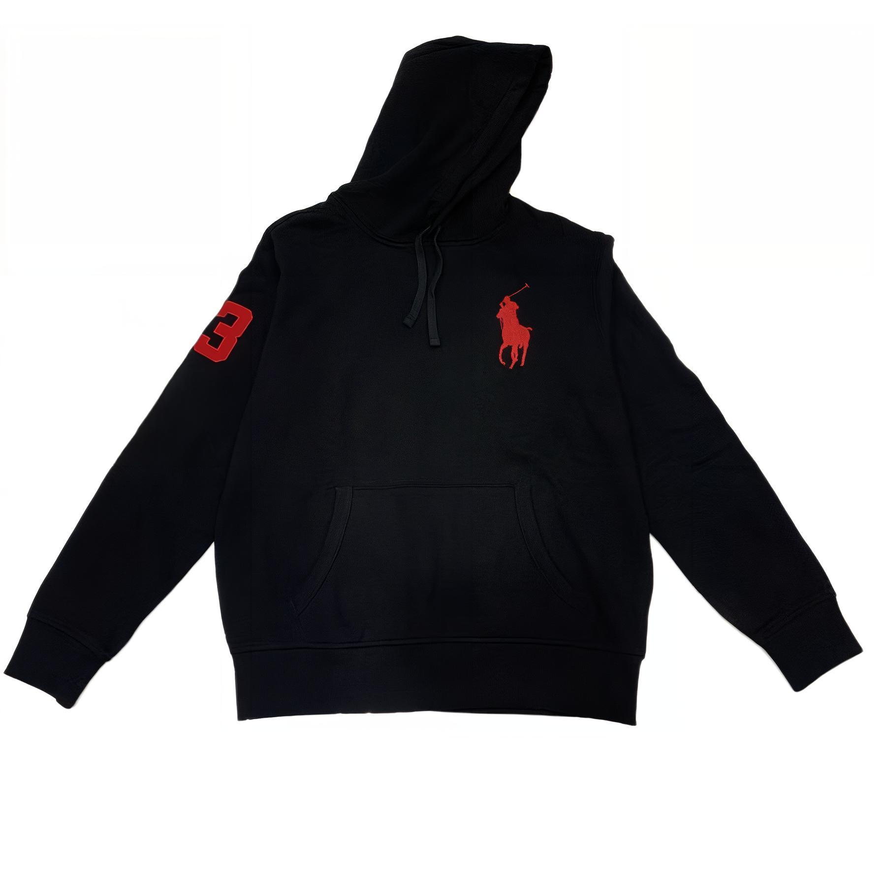 Ralph Lauren FW23 Black Logo Hoodie with Fleece Lining 710692773-002