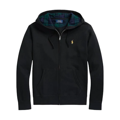 Ralph Lauren FW23 Black Solid Logo Embroidered Zip Hoodie for Men 710853207-001