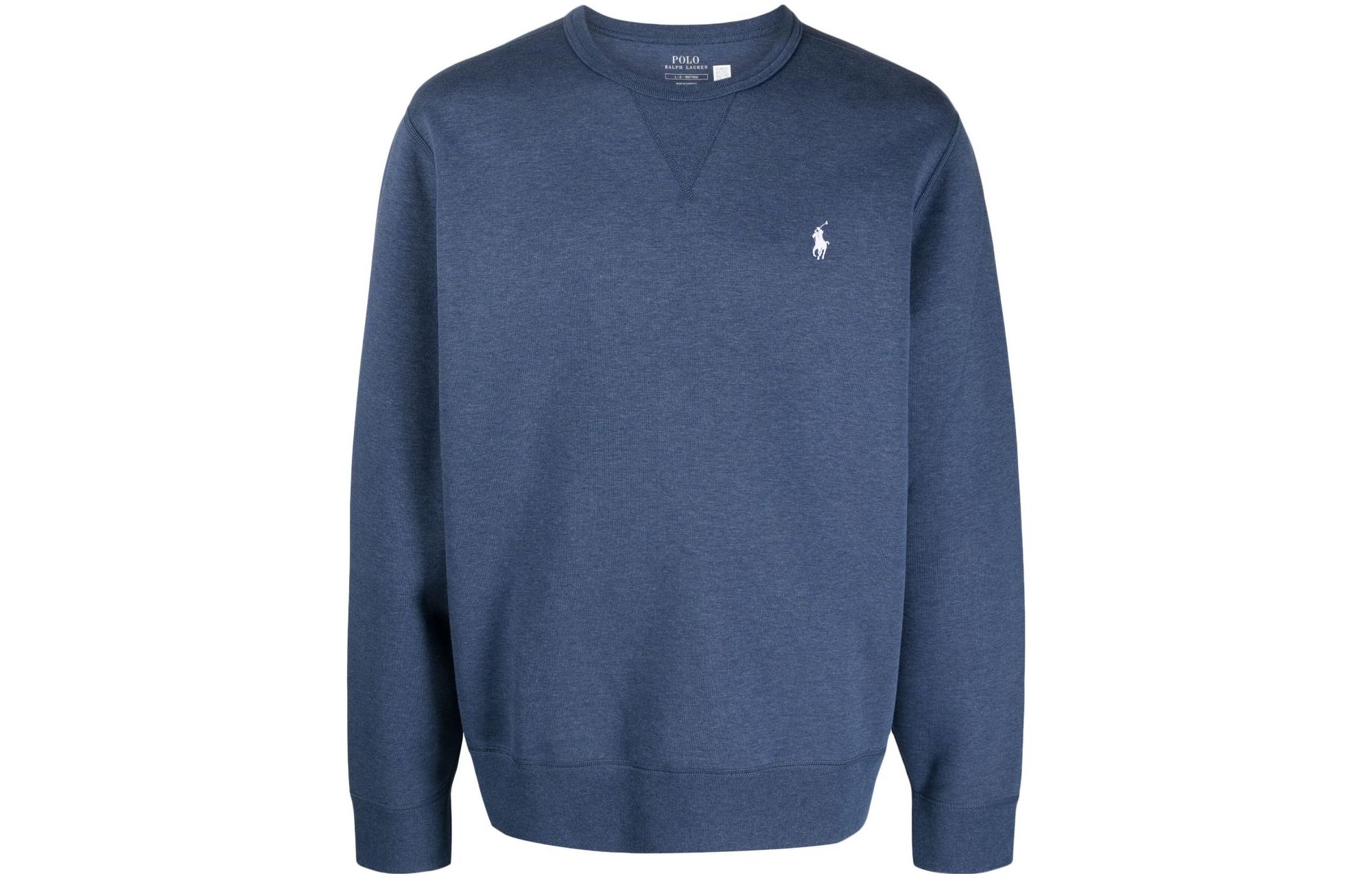 Ralph Lauren FW23 Blue Crewneck Embroidered Pullover Sweatshirt 710881519-012