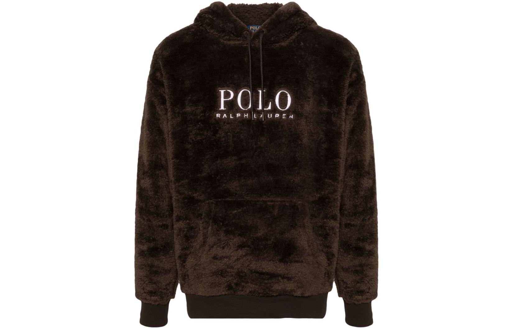 Ralph Lauren FW23 Brown Embroidered Logo Hoodie Casual Wear 710929595-001