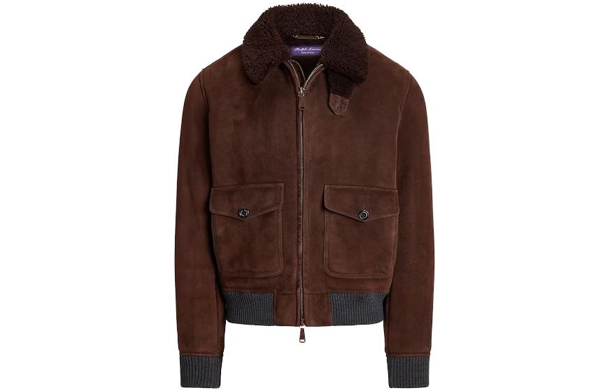 Ralph Lauren FW23 Brown Solid Short Jacket with Turn-down Collar 790920205-001