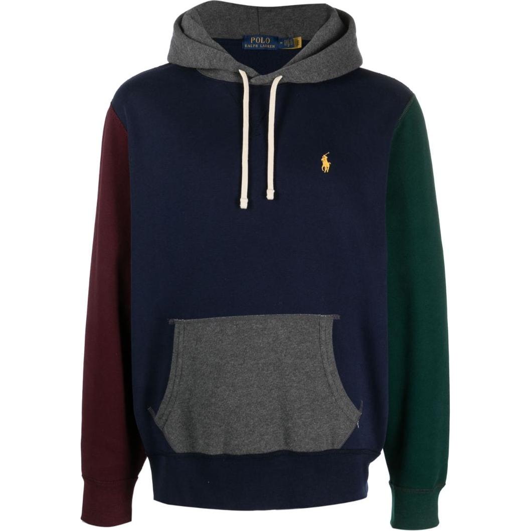 Ralph Lauren FW23 Colorblock Navy Blue Hoodie Long Sleeve Casual 710877024-003