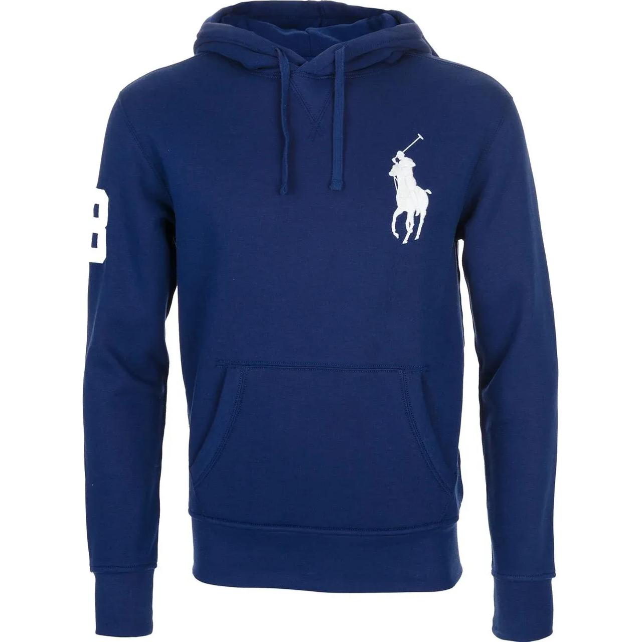 Ralph Lauren FW23 Digital Big Pony Logo Embroidered Hoodie Blue MNPOKNI16820082-400