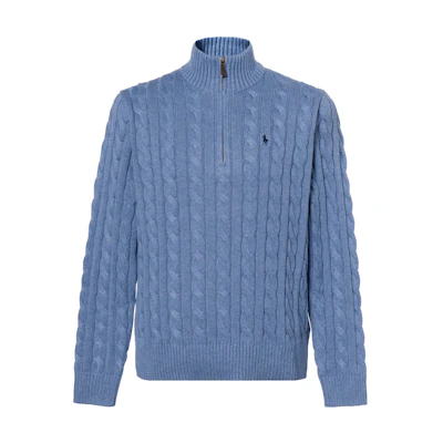Ralph Lauren FW23 Embroidered Pattern High-Neck Pullover Sweater Blue (). 710810841-025