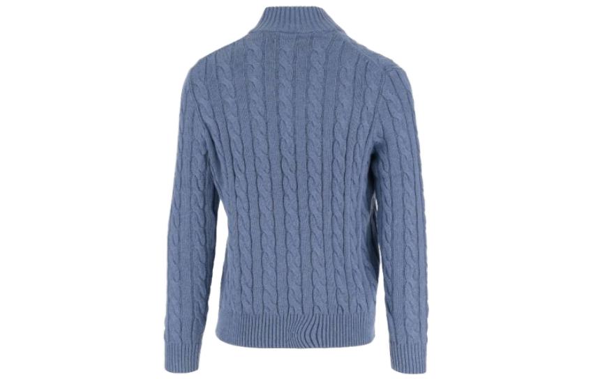 Lookbook Ralph Lauren FW23 Corak Sulaman Leher-Tinggi Baju Sejuk Biru (). 710810841-025