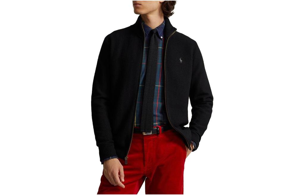 Ralph Lauren FW23 Full-Zip Knit Wool Jacket Black - MNPOSWE16821633-001