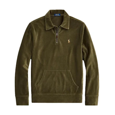 Ralph Lauren FW23 Green Knit Corduroy Quarter-Zip Pullover Sweater MNPOKNI16823-134