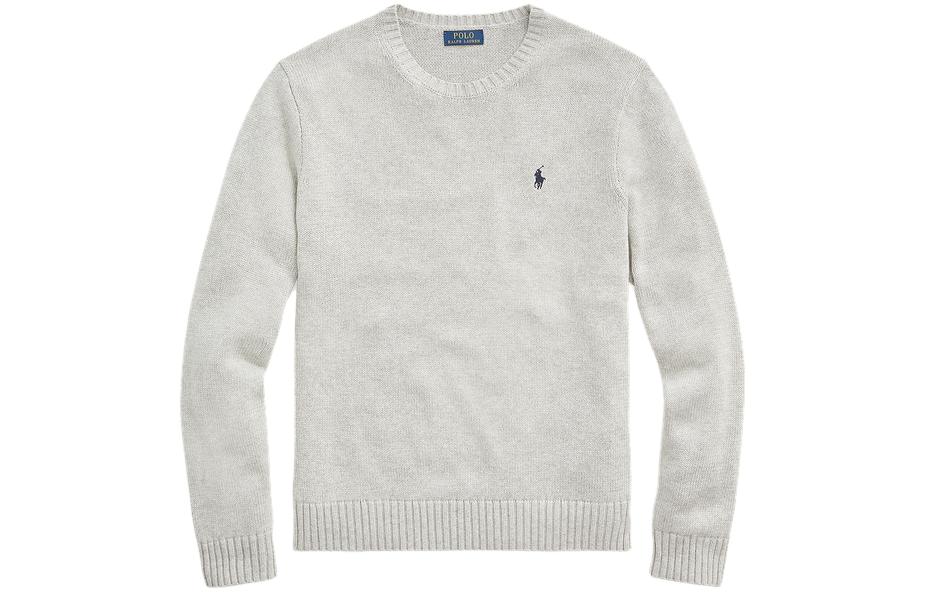 Ralph Lauren FW23 Grey Crewneck Sweatshirt with Solid Logo Embroidery MNPOSWE16820591-020