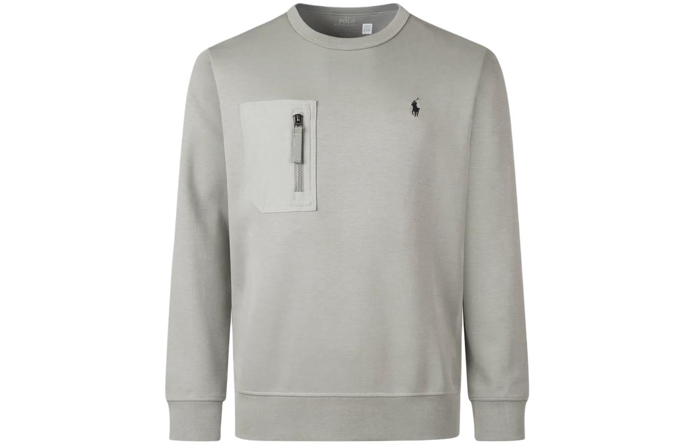 Ralph Lauren FW23 Grey Embroidered Logo Casual Long-Sleeve Sweatshirt Men 710916650-001