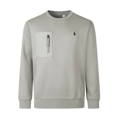 Ralph Lauren FW23 Grey Embroidered Logo Casual Long-Sleeve Sweatshirt Men 710916650-001