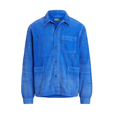 Ralph Lauren FW23 Iron Blue Solid Long-Sleeve Shirt Jacket for Men 710923849-001