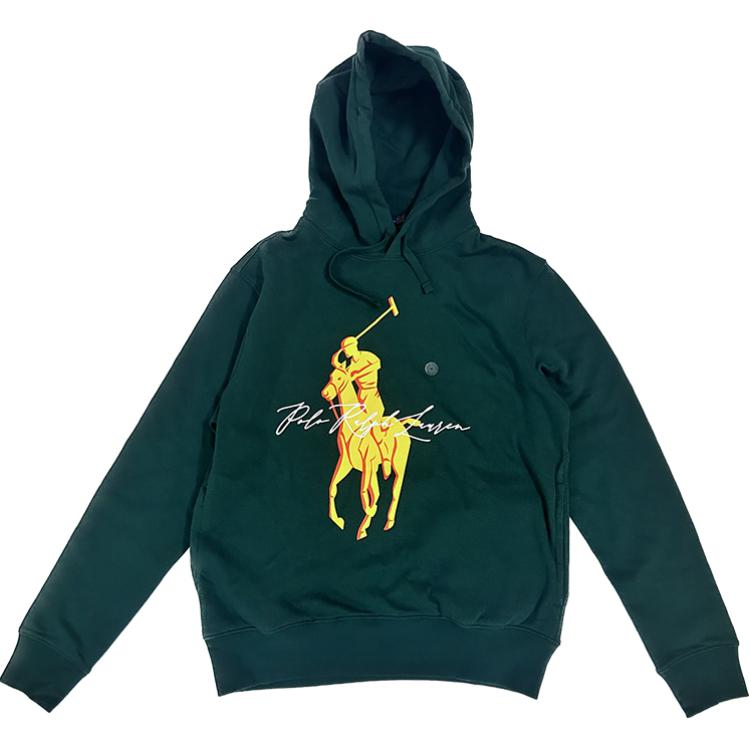 Ralph Lauren FW23 Letter Logo Print Pullover Hoodie Dark Green 710871367-009