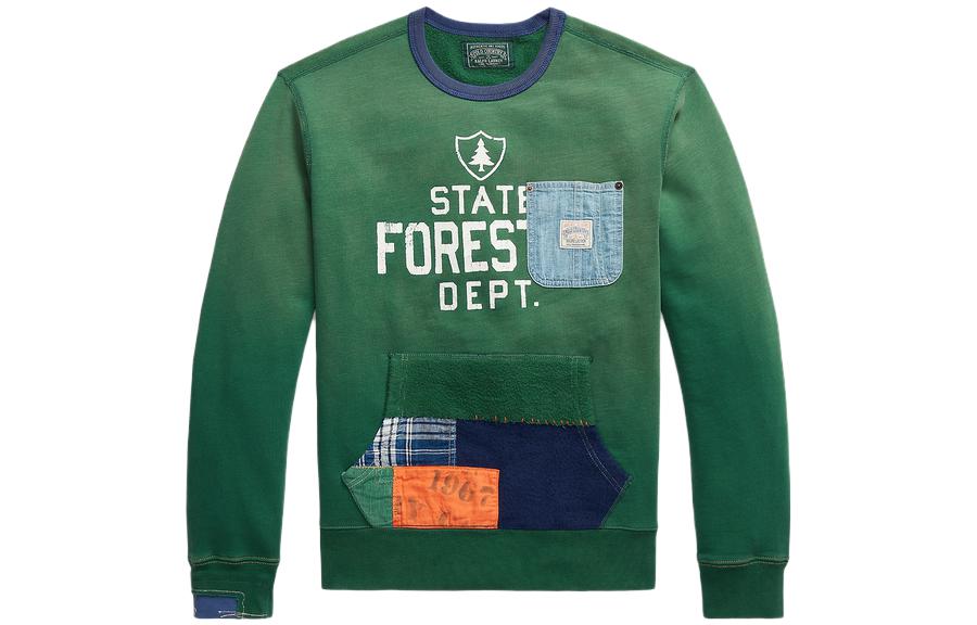 Ralph Lauren FW23 Letter Print Crewneck Long Sleeve Sweatshirt Green MNPOKNI16823159-300