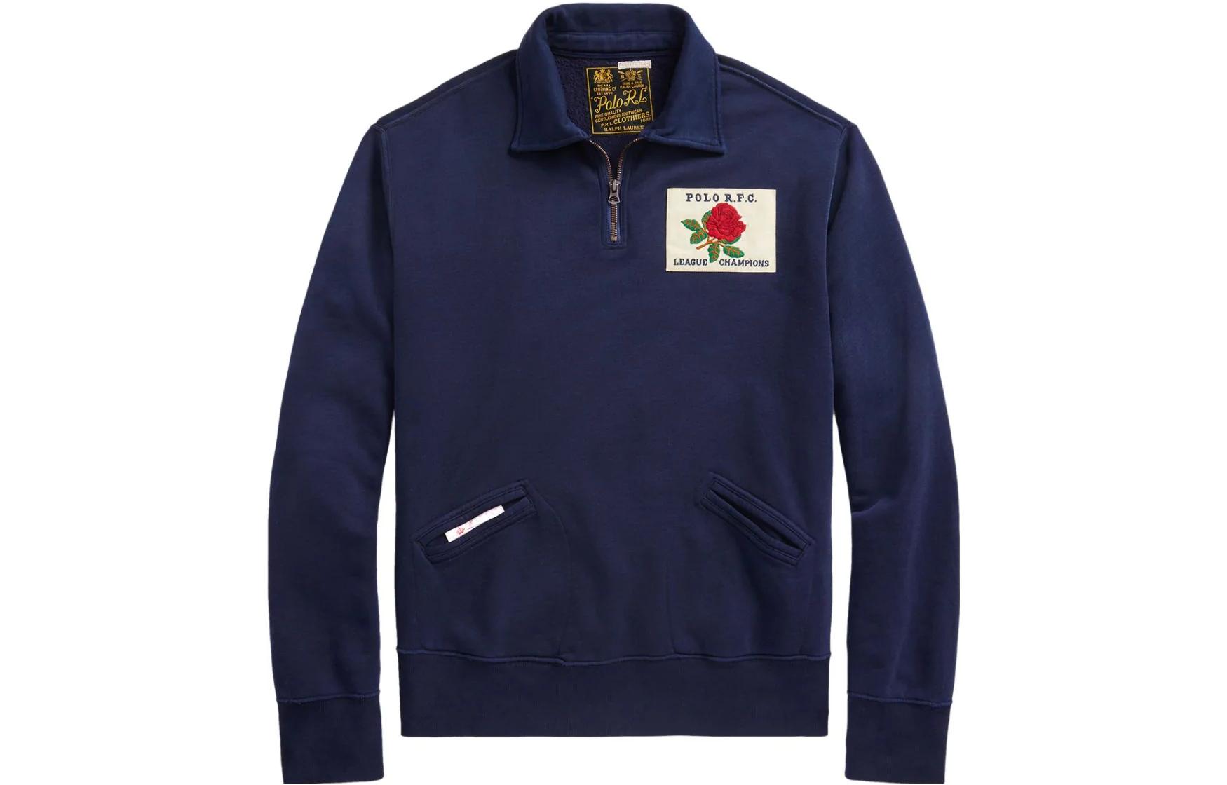 Ralph Lauren FW23 Logo Appliqué Turtleneck Long Sleeve Sweatshirt Navy Blue Men 710918872-001