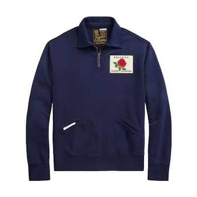 Ralph Lauren FW23 Logo Appliqué Turtleneck Long Sleeve Sweatshirt Navy Blue Men 710918872-001