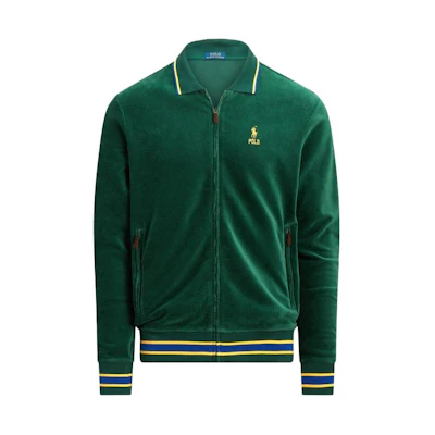 Ralph Lauren FW23 Logo Striped Trim Polo Zip Long Sleeve Jacket Green MNPOKNI16823138-300