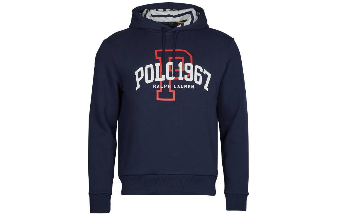 Ralph Lauren FW23 Navy Alphabet Print Pullover Hoodie Fit 710909575-001